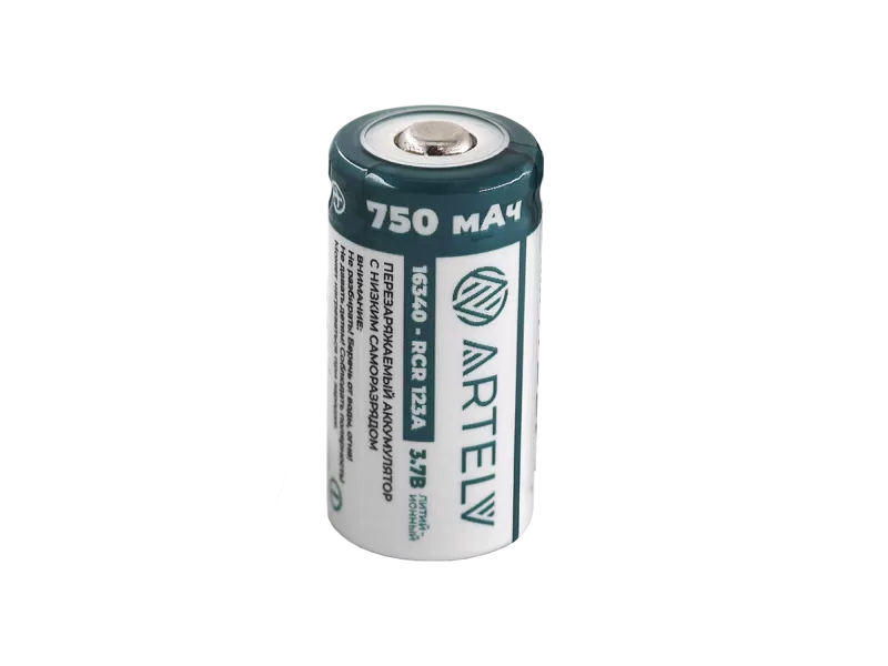 Аккумулятор RCR123 (3.7V, Li-ion, 750mAh)